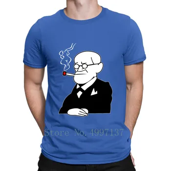 Sigmund Freud Psychologys Cartoon T Shirt Písmená Blázon O Krk Tlač Zábavné Páni Bavlna Letné Tričko
