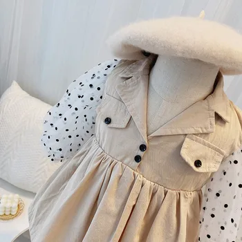 Dievčenské Šaty Windbreaker Strednej Dĺžky detské Oblečenie 2020 Nové Dieťa Deti Jeseň Kabát Tenké kórejský Štýl Lístkového Rukáv Šaty