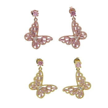 Ružové Náušnice Motýľ kúzlo Ženy Butterfly Klip na Náušnice v Uchu Módne Šperky Roztomilý visieť drop mujer moda