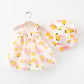 Roztomilý jahoda vzor pláži batoľa dievčatá letné šaty dovolenku bežné baby detský šaty pre dievčatá, detské oblečenie