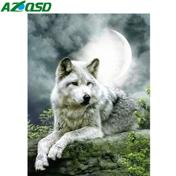 AZQSD Diamond Maľovanie Vlk Zvierat 5d Diy Diamond Výšivky Mozaiky Darček Vyšívanie Kamienkami Ručné Domova Cross Stitch
