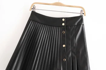 Ochrnutú Anglicko Štýle Vintage High Street Pu Kožené Vysoký Pás A-line Mini Sukne Ženy Faldas Mujer Moda 2020 Sukne Dámske