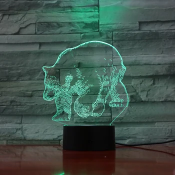 Polar bear 3D Lampy, detské svietidlá LED Nočné Svetlo 7 Farieb Zmena Methacrylate platňa Dotykové Zmysel Lamparas Akryl Remeslá