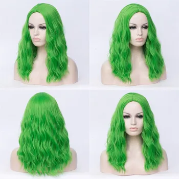 GAKA Dlhé Rovné Bob Zelené Vlasy Syntetické Parochne Cosplay pre Ženy s Bang Vysokej Teploty Tepelného Vlákna
