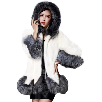 2020 Zimné Hrubé Teplé Umelú Kožušinu Kabát Ženy Plus Veľkosť S Kapucňou Dlhý Rukáv Umelú Kožušinu Bunda Luxusné Zimné Kožuchy Bontjas
