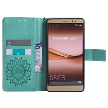 Luxusný Telefón Kožené Slnečnice Flip Peňaženky Mäkké Silikónové puzdro Shell Coque Fundas pre Huawei Nova Mate 10 Lite Pro 7 8 9