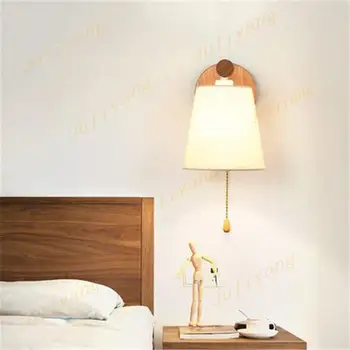 Severná Európa Drevené Nástenné svietidlo s vytiahnuť sconce Prepínač posteli nástenné svietidlo pre Spálňa Jedáleň dekorácie 110v 220v