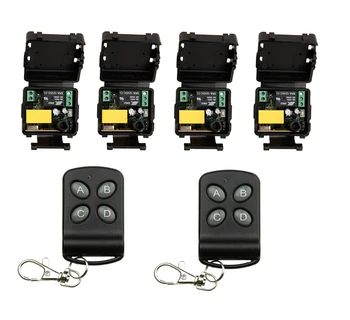 RF mini Bezdrôtové Diaľkové Ovládanie AC 220 V 1 kanál 4 Prijímač & 2 vysielač self-lock