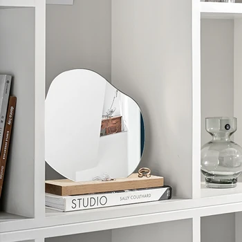 Desktop Nepravidelný Zrkadlo Domáce Dekorácie Nordic Tabuľka Obliekanie, Make-Up Zrkadlá S Drevom Základná Umelecká Tvorivá Kúpeľňa Zrkadlo Na Líčenie