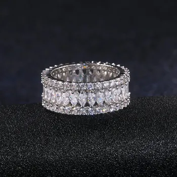 Jednoduché, Elegantné 925 Sterling Silver Oslňujúci CZ Zirkón Crystal Krúžok Sľub Svadobné Zásnubné Prstene Pre Ženy bague femme