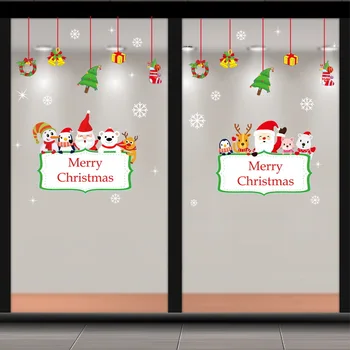 2021 Vianočný Večierok DIY stenu Statické nálepky Dekoroch Okno, Dvere Nálepky Santa Claus Elk Snehuliak Snowflake Nový Rok dekorácie