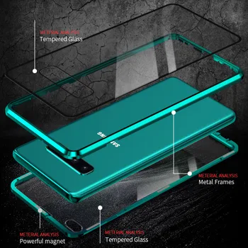 Nový ochrany Osobných údajov Magnetické puzdro Pre Samsung Galaxy s rezacím zariadením S10 S9 S8 Plus Magnet Kovové Dvojité Bočné Tvrdeného Skla Kryt pre Samsung S10 Plus