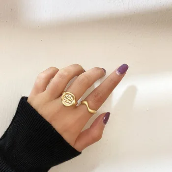 Retro Dizajn Twisted Matné Kovové Reťaze Krúžky, Multi Link Nepravidelný Otvoriť Prstene Pre Ženy Minimalistický Krúžky Oblečenie Nastaviteľné 2020