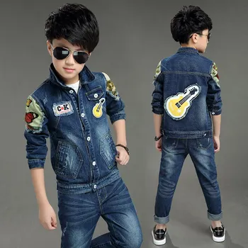 Detské oblečenie chlapec denim vyhovovali 2020 nové kórejská verzia jar a na jeseň deti Bunda + nohavice 2 sady 5-13 rokov