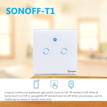 Sonoff T1 USA / EÚ WiFi RF / APP / Dotykové Ovládanie Wall Light Switch 1 /2 /3 Gang Typ Panelu Stenu Dotykový Spínač svetiel Smart Home