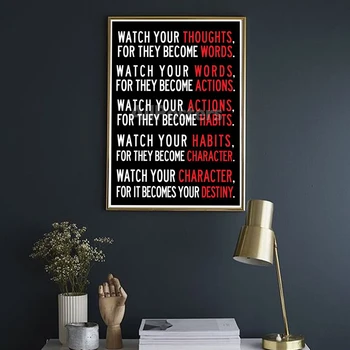 7 Pravidlá Života Sledujte Svoje Myšlienky Motivačný Plagát A Tlač Plátno na Maľovanie Pre Spálne Triede Home Office