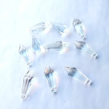 200PCS 36 mm Crystal Clear Tvárou Cencúľ U-Drop Hranoly pre Luster Časti Crystall Sklo Osvetlenie Prívesky Tortu Vňaťou Dekor