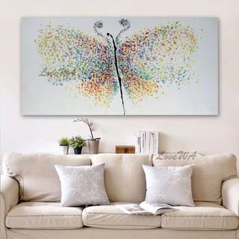 Krásny Motýľ Obrázok Plátno Umenie Paletu Nôž olejomaľba 3D Textúrou Akryl Zvierat Wall Art Hot Predaj Domov Skvost