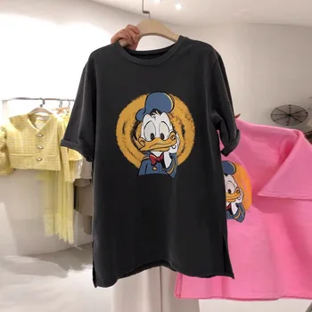 Disney Donald Duck T-shirts Ženy Letné Topy, Tričká Krátky Rukáv O-krku Harajuku Bežné T-shirts Grafické Ženské Oblečenie T-shirts