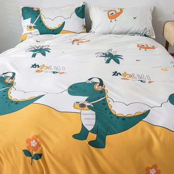 Bytový Textil posteľná bielizeň Sady 5 veľkosť Dinosaura Lete Posteľná Bielizeň 3/4pcs Perinu Nastaviť Pastoračnej Posteľ List AB Strane Perinu