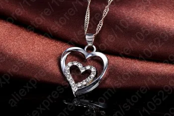 Pravá Láska Srdce Vo Vnútri Srdca Tvar Náhrdelník Prívesok 925 Sterling Silver Jewerly Pre Ženy, Dievčatá Lady Darček Veľkoobchod