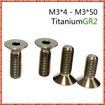50pcs/veľa M3*L DIN7991 Čistého Titánu s plochou hlavou zápustnými zásuvky skrutku zliatiny titánu malé skrutky GR2 M3*4/5/6/8/10-40/45/50