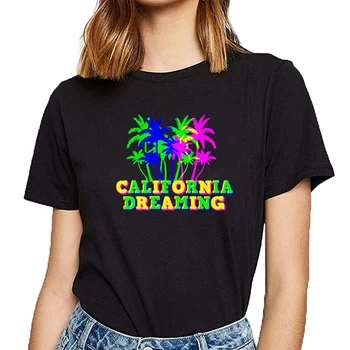 Topy T Shirt Ženy california sníva multi color suvenír Hip Hop Vintage Krátke Tričko Žena