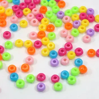 1000 Zmiešané Nepriehľadné Farby Akrylové Drobné Barel Korálky 5X3mm Dištančné Deti Kandi Remeslá