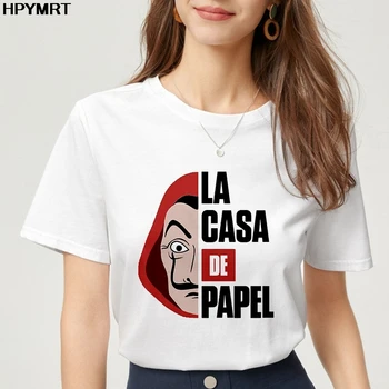 Nové letné Peniaze Heist Harajuku T Shirt Ženy La Casa De Abstraktných Hip Hop tričká Módny Dom Papiera Tričko Top Ženské oblečenie