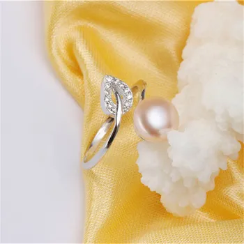 Dainashi 925 Sterling Silver Leaf Zirkón Crystal Nastaviteľný Krúžok Horúce Módne Šperky Pravých Sladkovodných Kultivovaných Pearl krúžok