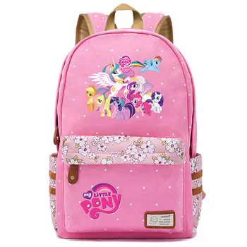 Horúce Cutie My Little Pony Rainbow Dash Pinkie Pie Kvety Dot Chlapec Dievča Školy taška Ženy Bagpack Teenagerov Plátno Femme Backpack9