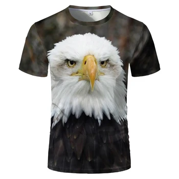 Tričko 3d Mužov Zvierat Séria White Čele Eagle Leví Pes 3d Tlač Módne O-krku Ulici Vietor T-shirt