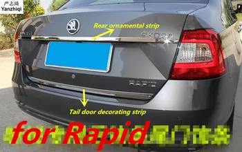 Nerezová Oceľ Zadný ozdobné pásy Chvost dverí dekoračné pásy Auto Styling pre Škoda-2019 Rýchly / Rapid Spaceback