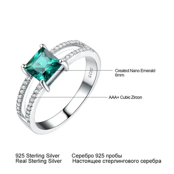 UMCHO Elegantné 925 Sterling Silver Náhrdelníky, Prstene, Náušnice Námestie Vytvorené Emerald Svadobné Šperky Sady Pre Ženy S Poľa Reťazca