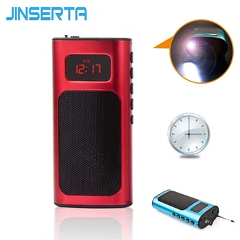 JINSERTA Mini FM Rádio Reproduktor Hudobný Prehrávač s LED Svetlo, Nabíjanie Kábel Podpora TF Kariet Aux Hrať
