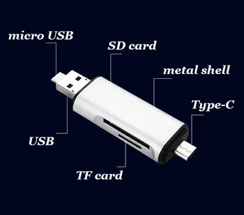 3 v 1-Multi-function USB 3.0, USB A Micro USB Typ-C TF SD Kariet Konektor Pre PC Android Mobilný Telefón OTG Adaptér Flash Stick