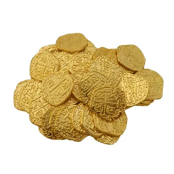 Väčšinu VEĽA X 100KS / 4 FAREBNÉ mince každá farba 25pcs, doubloons, Pirát hračka mince Kapitán Pirátske Strany kovové mince