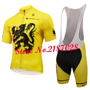NOVÉ pánske Belgickom Flámsku tím žltá Cyklistický dres na bicykel nosenie Cyklistické oblečenie maillot ropa ciclismo gél
