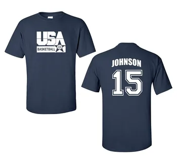 Retro Usa Mužov Basketballer Johnson # 15 Predná & Zadná pánske Tričko T-Shirt Zvláštnejšie Veci Dizajn 2019 Nové Tee Košele