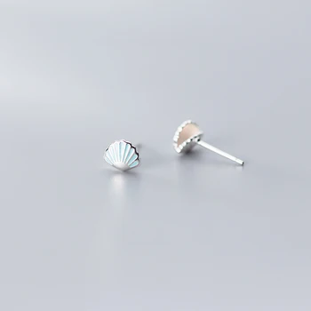 MODIAN Modré Smalt Krásne Malé Shell Stud Náušnice pre Ženy Móda 925 Sterling Silver Zvierat Ucho Pin Jemné Šperky Accessoriees