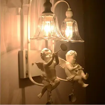 Nové umenie dvojité led osvetlenie živice anjel Nástenné Svietidlá led žiarovky Európskej módy anjel nástenné svietidlo žiarovka E14 led lustre, osvetlenie, lampy