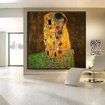 Rakúsko Gustav Klimt Kiss Abstraktné Umenie, olejomaľba na plátne domáce dekorácie na Stenu Umenie obrázky, Obývacia Izba, Spálňa BEZ RÁMU
