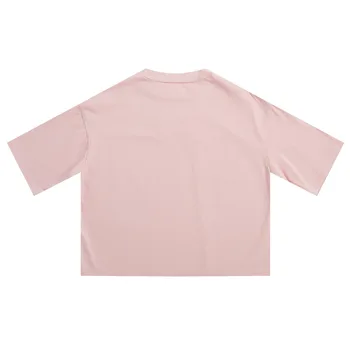 Harajuku Lete Ženy, T-košele-Krátke rukávy T-shirt Ružové Tričko Originál Hravé Cartoon Písmená patchwork Tee tričko Topy