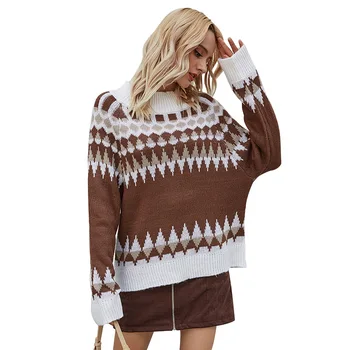 2020 žien Retro pletený sveter voľné stojan golier Pulóver Sveter pre ženy halloween sveter ženy pletený sveter