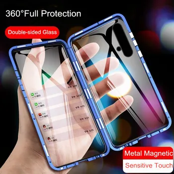 Magnetické puzdro pre Huawei Nova 5T 5 t Prípad Obojstranný Predné+zadné Tvrdené Sklo Kryt puzdro pre Huawei Honor 20 Honor20 Prípade