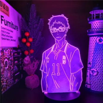 Anime Haikyuu KEI TSUKISHIMA 3D Lampa LED Nočné Svetlo Pre Deti Spálňa Decor Nočného RGB Farebné Stolové Lampy Manga Vianočné Darčeky
