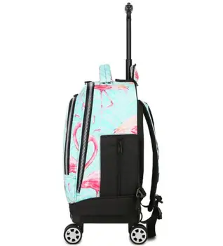 18-palcové Školy Koľajových batoh Tašky deti cestovné vozíka vak teeangers Deti batoh s kolieskami pre dievča školy taška s kolieskami