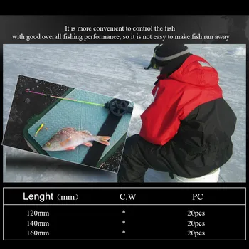 RYBY KRÁĽ 20pcs Zimné Rybársky Prút Top Tip UL napájanie 12 14 16 cm Mini Ľadový Tyč Tip S Guide Ultralight Rybársky Prút špirála
