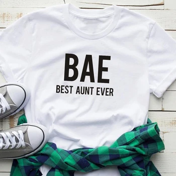 Vtipné BAE najlepšie teta niekedy Tričko Teta bežné Tričko Bae Teta Tee New Teta bavlna topy plus veľkosť lumbálna