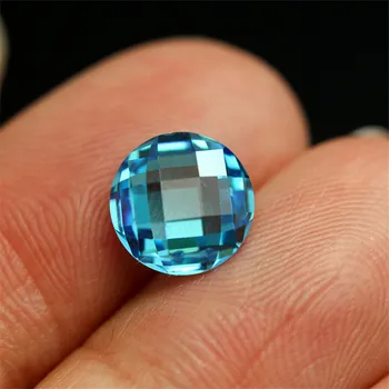 Okrúhly tvar checker rada skvelý strih vytvoril kameň akvamarín korálky tvárou drahé kamene pre šperky DIY sky-modrý drahokam voľné